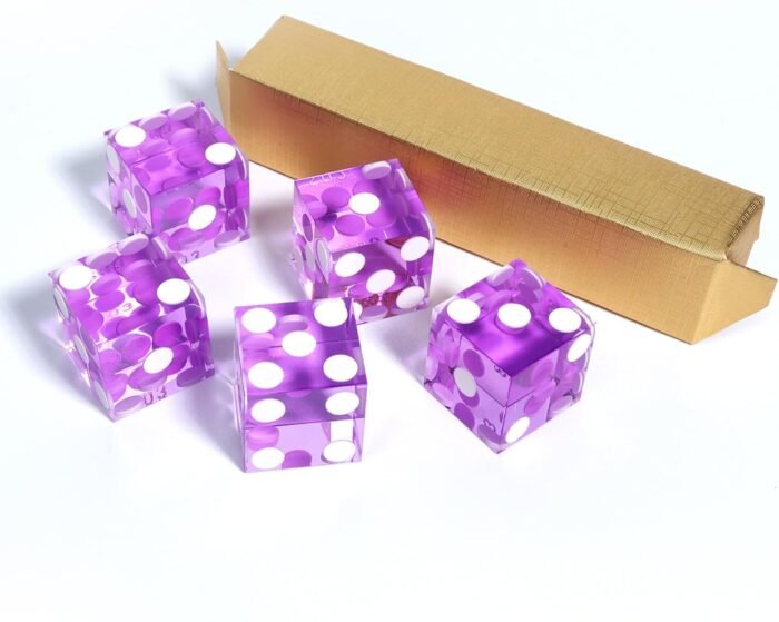 GSE Games & Sports Expert AAA Grade 19mm Pro Vegas Casino Style Craps Dice Set of 5 with Razor Sharp Edges & Matching Serialized Numbers for RPG, Dice Stacking, Yahtzee Dice Games