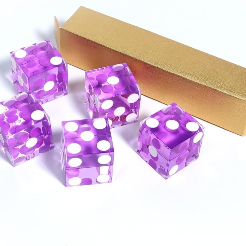 GSE Games & Sports Expert AAA Grade 19mm Pro Vegas Casino Style Craps Dice Set of 5 with Razor Sharp Edges & Matching Serialized Numbers for RPG, Dice Stacking, Yahtzee Dice Games