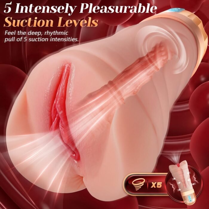 Sex Toys for Men Pocket Pussy - Portable Male Masturbator with 10 Vibrating & 5 Sucking Modes, Lifelike Vagina Soft and Tight Texture, Easy Holding Penis Training Masturbators Adult Sex Toy - Image 5
