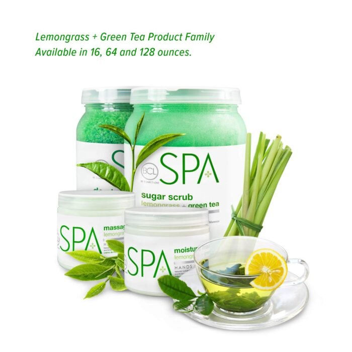BCL SPA Massage Cream organic Lemongrass + Green Tea body lotion with shea butter, aloe vera, peppermint, argan and jojoba oils body cream to soothe, calm & revitalize the skin. Home/Pro use 16 fl oz - Image 5