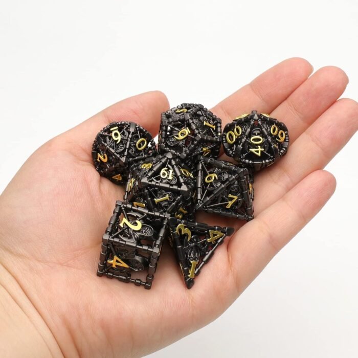 DND Dice, Dungeons and Dragons Dice Metal Polyhedral Dice Set Role Playing D&D Dice HNCCESG Hollow Grim Reaper Gaming for RPG Table Game (Black) - Image 6
