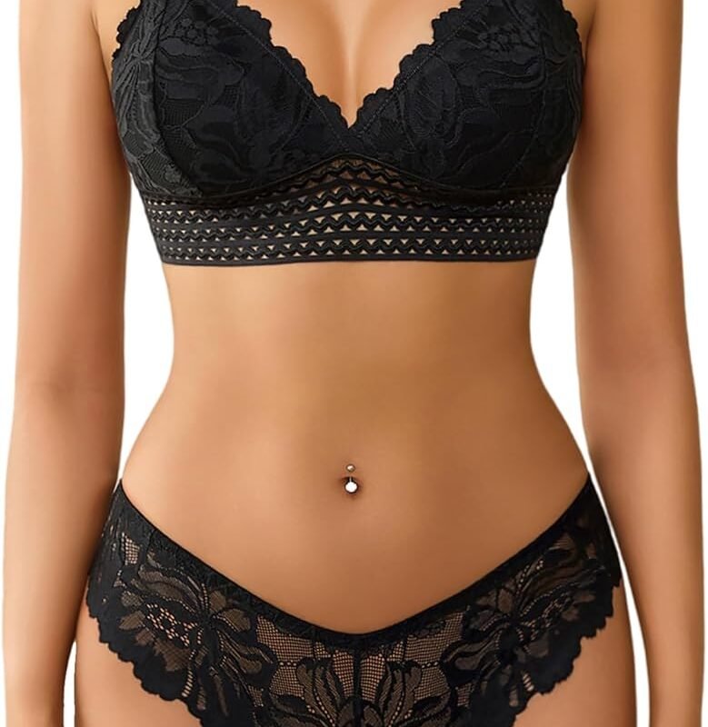 Avidlove Lingerie Set for Women Sexy Lace Bra and Panty Sets 2 Piece Lace Bralette Set
