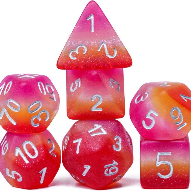 7PCS Lesbian-Pride Polyhedral Dice Set, Homosexual Flag D&D Dice for Dungeons and Dragons, DND Dice for RPG and Other Table Games(Matte)