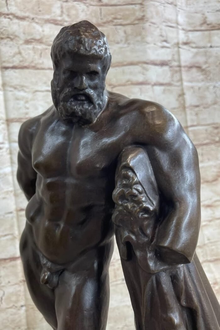 Signed Glycon Hercules Bronze Sculpture Statue Art Deco Erotic Nude Figure Gift by Think Bronze Handmade Art Gift - Image 5