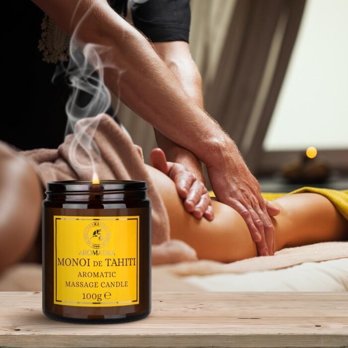 Scented Massage Candle Monoi de Tahiti - Soy Wax Candle 3.5Oz - Relaxing Massage Candle - Blend of Coconut & Almond & Monoi de Tahiti Oils - Vanilla Oleoresin - Skin Care - Beauty - Aromatherapy - Image 6