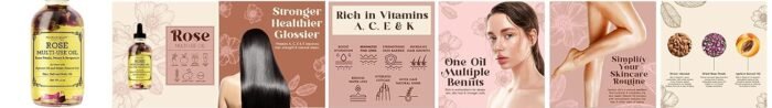 Multi-Use Oil for Face, Body and Hair - Organic Blend of Apricot, Vitamin E and Sweet Almond Oil Moisturizer for Dry Skin, Scalp and Nails - Rose Petals, and Bergamot Essential Oil - 4 Fl Oz - Image 4