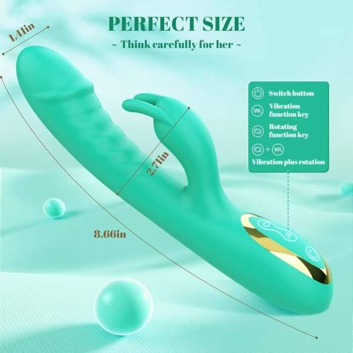 Vibrator Rabbit Sex Toys with 10 Vibrating Modes & 3 Rotating Modes, Clitoris G-spot Vibrator for Breast Nipples Vaginal Butt Plug Stimulation, Realistic Dildos Adult Toy for Women (Robin Egg Blue) - Image 6