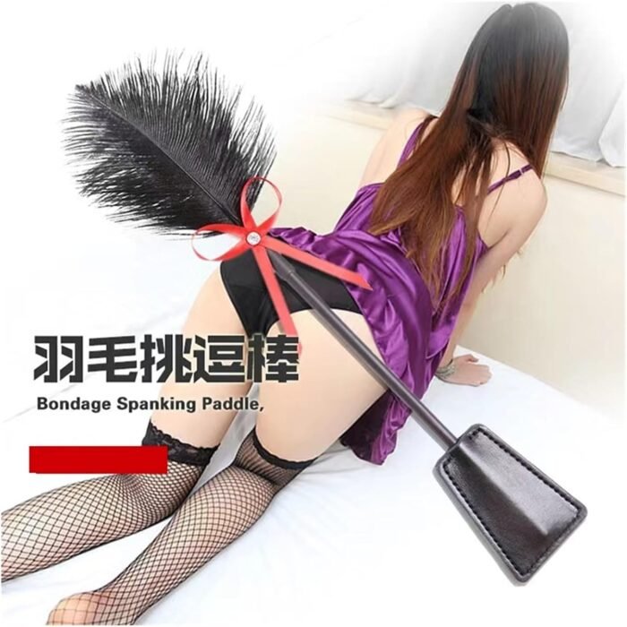 SM Flirting Tool Feather Whip Spanking Couple,Feather Sex Whip Crop BDSM Set, Dult Feather Tickler For Couples Sex Flogger BDSM, Feather Sex Adults Faux Leather Whip Sex Adults,Feather Sex Whip Crop B - Image 6