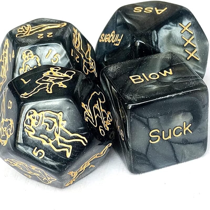 4 Pack Black Sex Dice Set, Sex Dice for Couples Naughty, Dice Game Set for Adult to Make, Sex Toys for Couples Adults Women Men Sweater