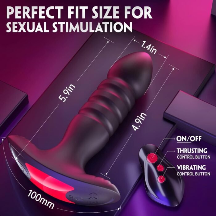 Anal Plug Vibrator with App Control Sex Toy for Men Women - Prostate Massager with 7 Thrusting & Vibrating Modes Adult Anal Vibrator Butt Stimulator Plug for Male Female (Black) - Image 5