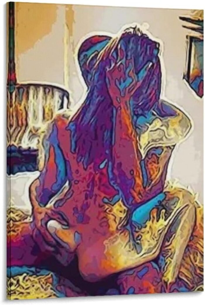 Sexy Couple Abstract Erotic Art Poster Adult Applicable Gift Art Poster Canvas Painting Decor Wall Print Photo Home Modern Decorative Posters Framed/Unframed 12x18inch(30x45cm)