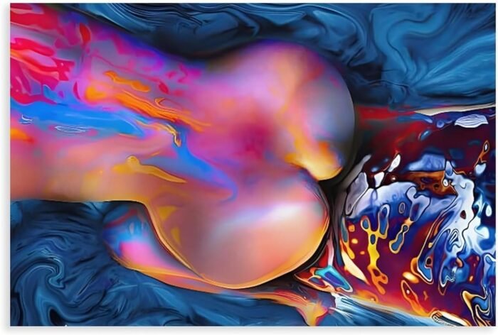 Print Painting Striking Erotic Nude Woman Canvas Print - Vibrant Abstract Art Wall Art Poster Canvas - Aesthetic Room Decor Prints for Bedroom, Living Room, Office - Modern Home Decoration Gift IdeaUn
