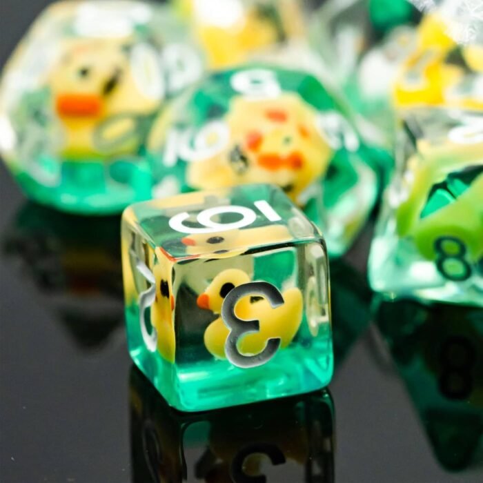 Cusdie 7-Die DND Dice, Polyhedral Dice Set Filled with Animal, Animal Dice Set for Role Playing Game Dungeons and Dragons D&D Dice Pathfinder (Yellow Duck) - Image 6