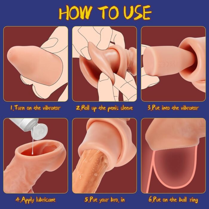 Vibrating Male Sex Toys Penis Extender Sleeve Set—Detachable Cock Sleeve Vibrator with 10 Vibrations, Realistic Penis Ring for Men Couples Penis Enlargement, Prolonged Erection - Image 7