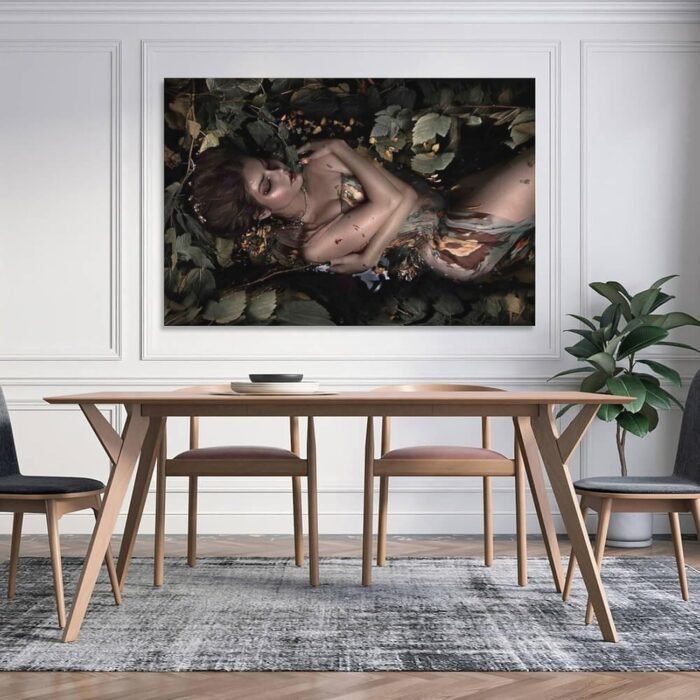 Fine Art Aesthetics Sexy Nude Woman in Leaves Erotic Art Mature Wall Art Canvas Wall Art Prints for Wall Decor Room Decor Bedroom Decor Gifts 12x18inch(30x45cm) Unframe-style - Image 5