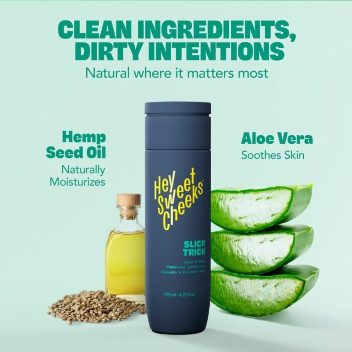 Personal Lubricant | Water Based Sex Lube | Lubricants for Privacy & Toys | Safe for Anal, Condoms with Aloe, Hemp, Ph Balanced - Slick Trick by Hey Sweet Cheeks - Image 5