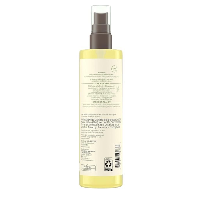 Aveeno Daily Moisturizing Body Oil, Body Mist for Dry Skin with Oat Oil and Jojoba Oil, Nourishing Body Spray with a Hypoallergenic Formula, 6.7 FL OZ - Image 9