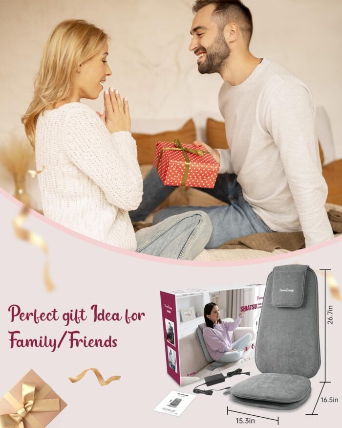 Shiatsu Back Massager with Soothing Heat, Upgraded Deep Tissue Kneading Massage Chair Pad, Vibration Massage Seat Cushion, Relax at Home Office, Gifts - Image 8