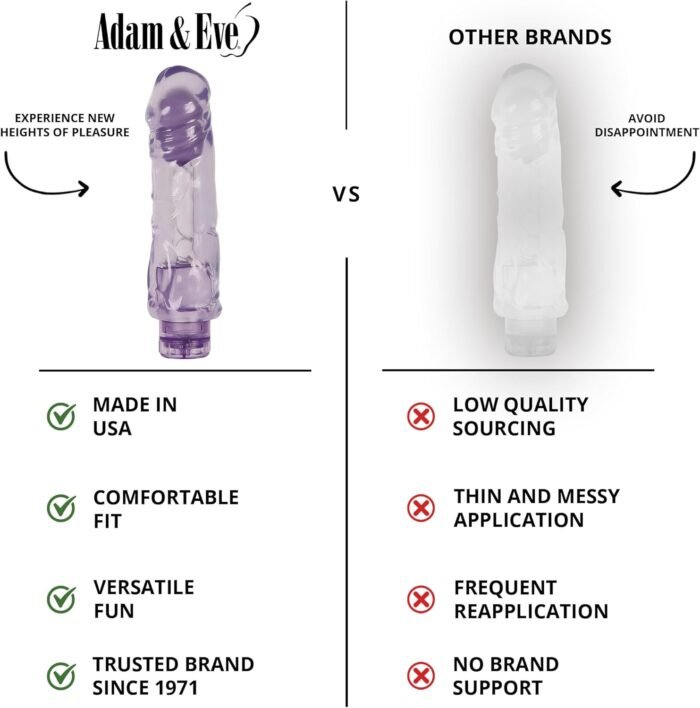 Adam and Eve Chubby Fun Personal Vibrator, Thick Thrusting Multi Speed Dildo, Smooth Adult Sex Toy for Women and Couples, Stimulates G Spot, Adjustable Vibrations, Waterproof, 9 Inch Purple Design - Image 3