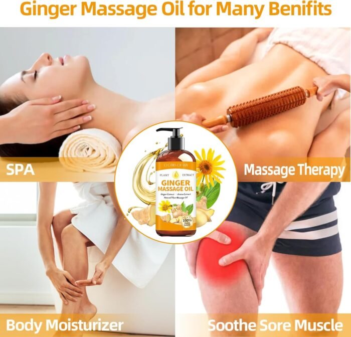 Ginger Oil Massage Oil for Massage Therapy,Ginger Oil Lymphatic Drainage Massage,Sore Muscle Massage Oil,Natural Ginger Body Oil for Gua Sha Massage with Arnica Oil-Warming,Relaxing,Soothing Muscles - Image 7