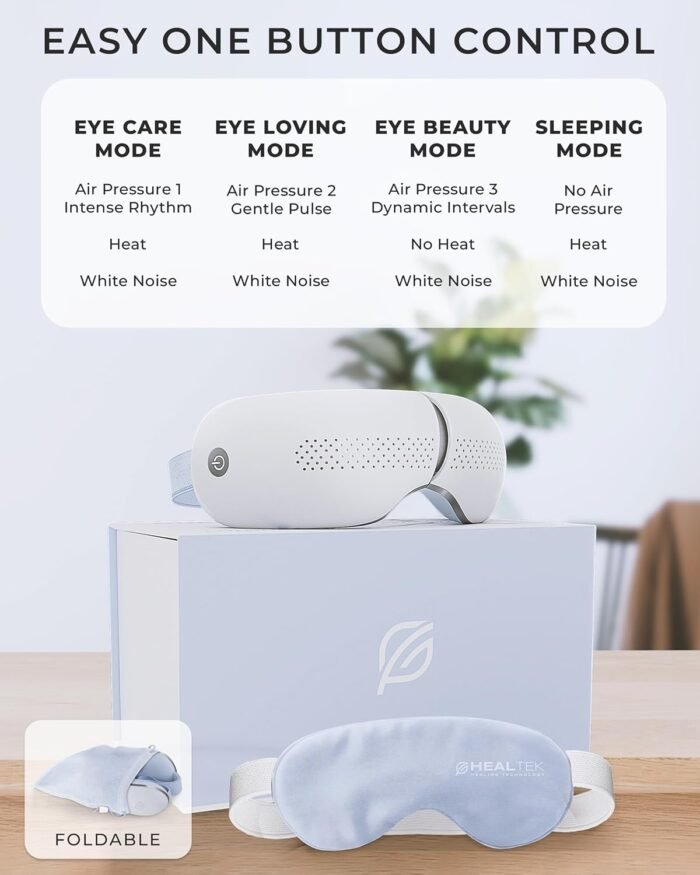 Premium Eye Massager with Heat & Cooling Gel Mask Heated Eye Massager for Migraine w Bluetooth & White Noise Massaging Mask for Tension & Stress Relief, Birthday Gift - Image 5