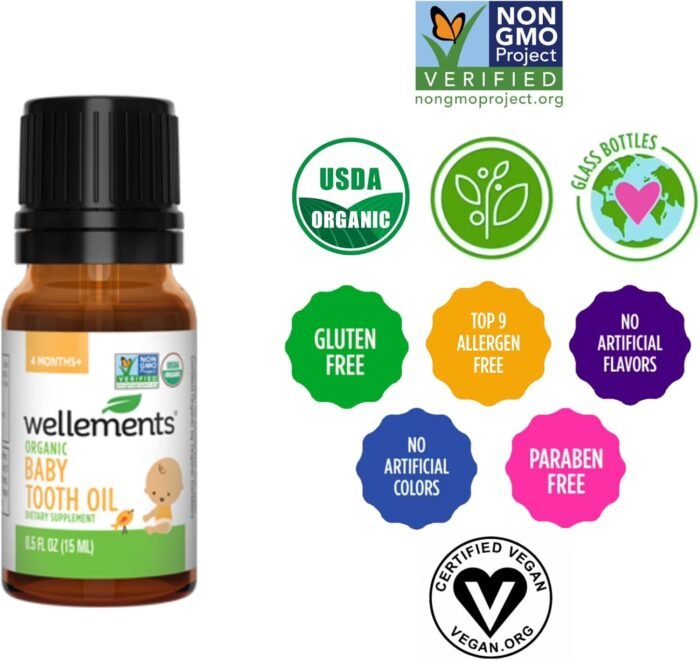 Wellements Organic Baby Tooth Oil | Soothing Massage Oil for Tiny Gums, Helps Make Teething Happy, Made with Safe and Effective Certified Organic Ingredients | 0.5 Fl Oz. 4 Months + - Image 6