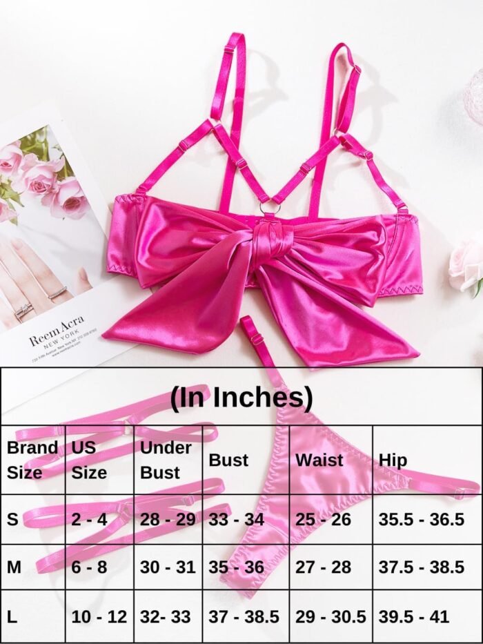 Kaei&Shi Satin Bow Lingerie for Women,Strappy Unwrap Present Lingeries,Sexy Bra and Panty Sets Birthday Christmas Valentines - Image 7