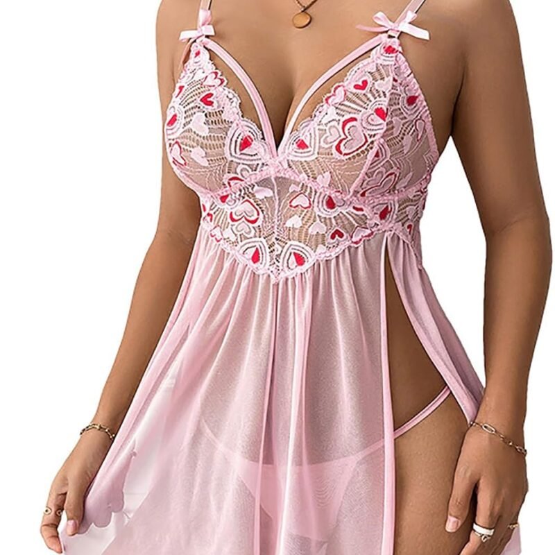 Lingerie for Women Sexy Lace Embroidery Strap Chemise for Sex Naughty Exotic Mesh Nightwear Honeymoon Boudoir Pajamas