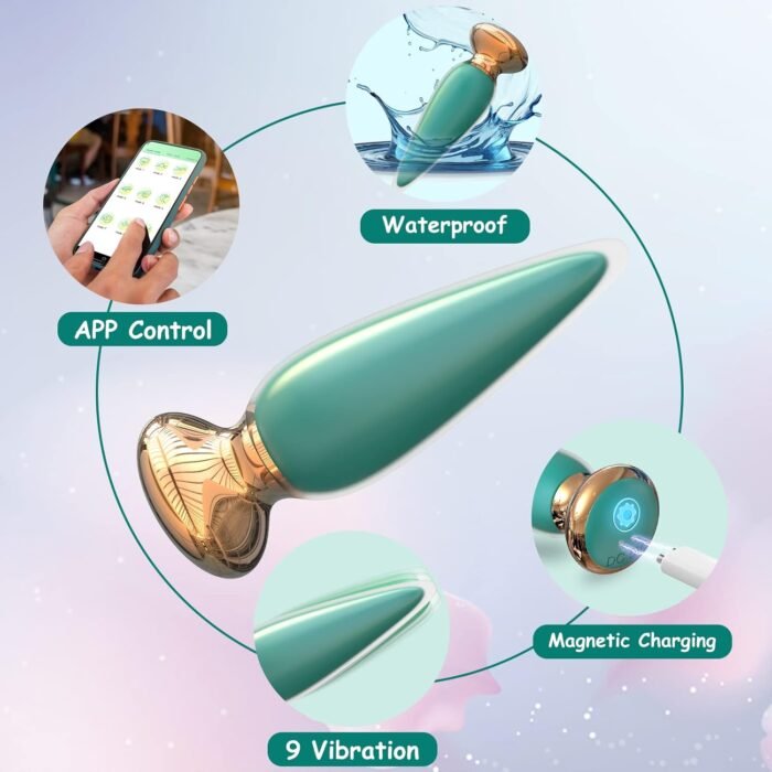 App & Remote Control Anal Butt Vibrator Prostate Massager, 9 Classic Vibrating Modes G-Spot Vibrator Rechargeable APP Control Anal Plug Vibrator Adult Sex Toys for Men & Couple - Image 6