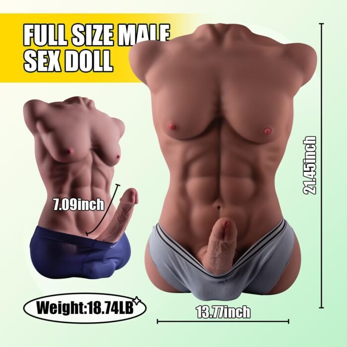 Male Sex Doll for Women Female Masturbation with Flexible Dildo - Life Size Sex Doll Torso with 7in Huge Cock Penis for G-spot Anal, Adult Sex Toy with Muscle Abs for Female Men Gay Couple - Image 2