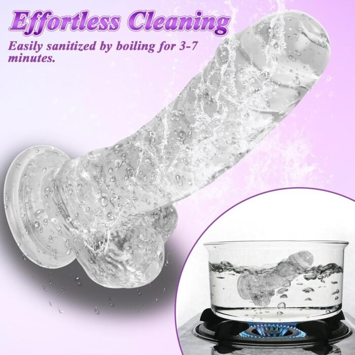 Strap On Dildo with Harness - Wearable Realistic 8.9-Inch Soft Clear Big Dildo with Strong Suction Cup for Female Masturbation, Lesbian Couples, and Gay Pleasure - Image 5