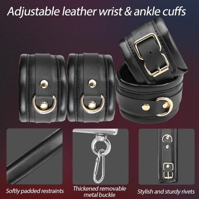 BDSM Bondage Restraints with Handcuffs Ankle Cuffs for Couples Spreader Bar Sex Toys Bondage Gear & Accessories Adjustable Bondage Kit Adult Sex Toys & Games - Image 2