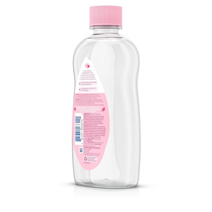 Johnson's Baby Oil, Pure Mineral Oil to help Prevent Moisture Loss for baby, Kids & Adults, Gentle & Soothing Baby Massage Oil for Dry Skin Relief, Original Scent, 14 fl. oz(Pack of 6) - Image 8