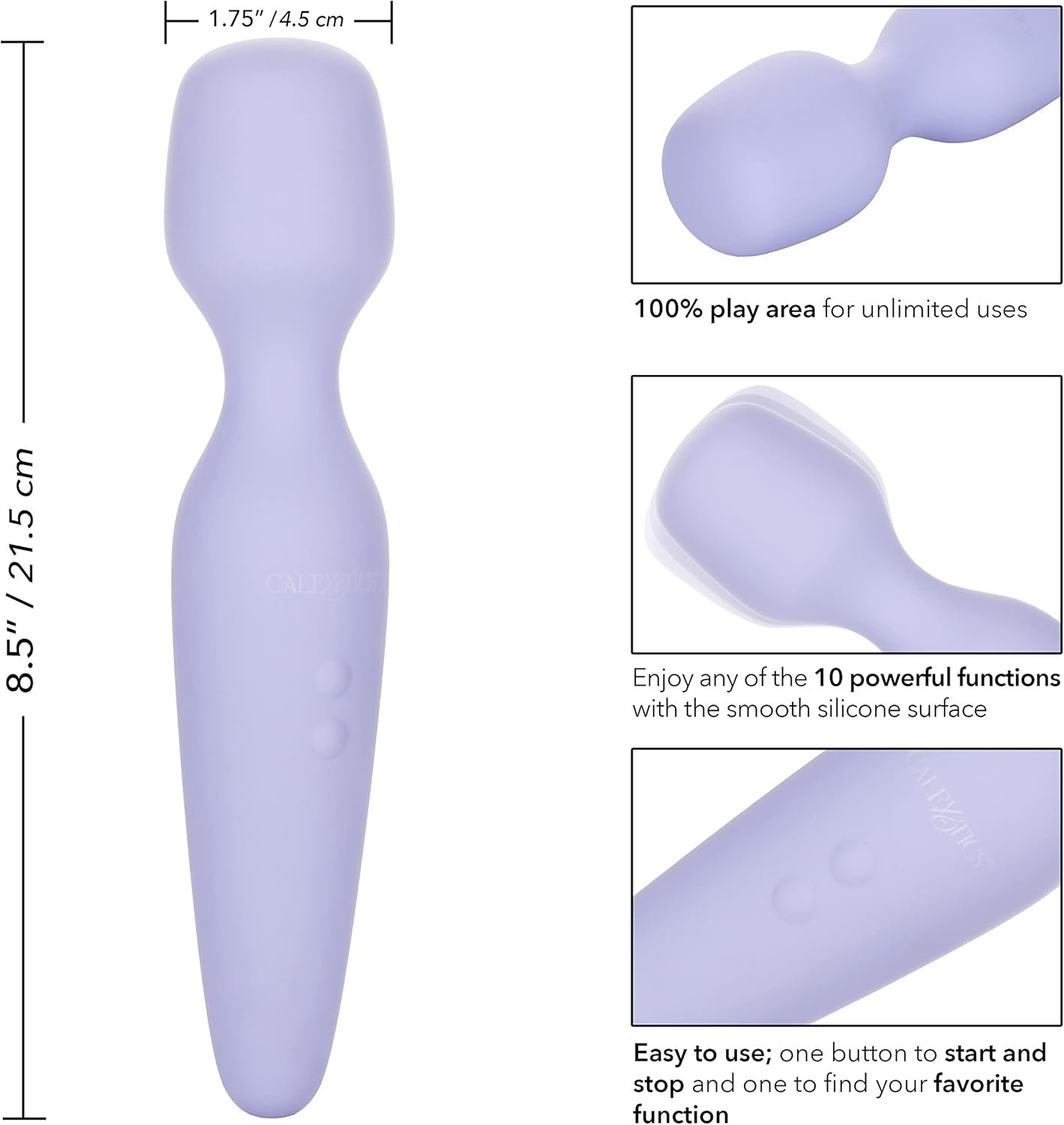 CalExotics Miracle Massager - Waterproof Sex Toys for Couples - Rechargeable Body Massager - Adult Multi-Function Vibe – Purple - Image 2