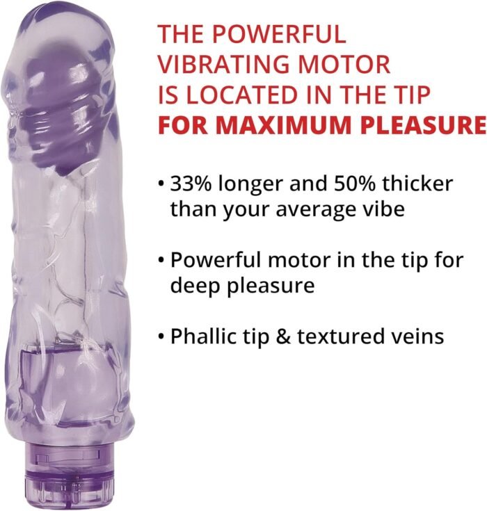 Adam and Eve Chubby Fun Personal Vibrator, Thick Thrusting Multi Speed Dildo, Smooth Adult Sex Toy for Women and Couples, Stimulates G Spot, Adjustable Vibrations, Waterproof, 9 Inch Purple Design - Image 4