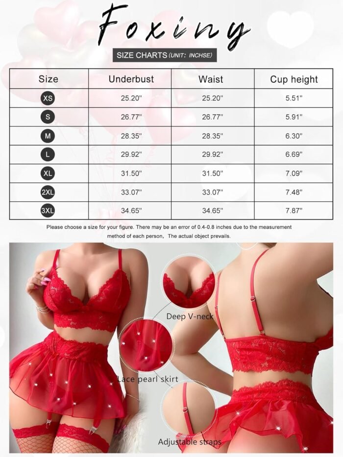 Sexy Stocking Mini Skirt Wireless Mesh Lace Garter Lingerie with Thong Set 4 Pieces - Image 5