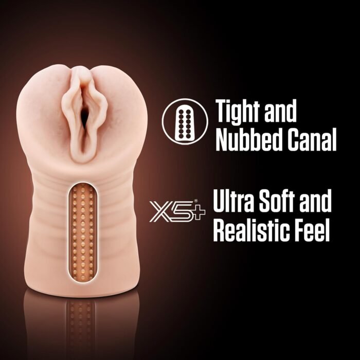 Blush Novelties Enlust Destini - AI Male Masturbator - Tight & Nubbed Canal Stroker with Vibrating Bullet to Amplify Pleasure - Super Soft X5® Plus - Open Ended to Fit Most Sizes - Sex Toy for Men - Image 4