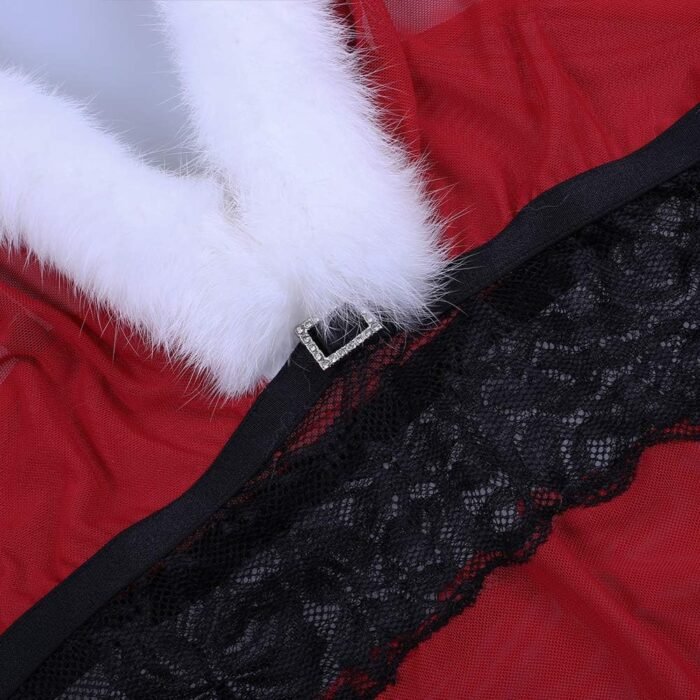 XAKALAKA Women's Plus Size Lingerie Babydoll Front Slit Lace Mesh Chemise Sleepwear Red22 XL - Image 5