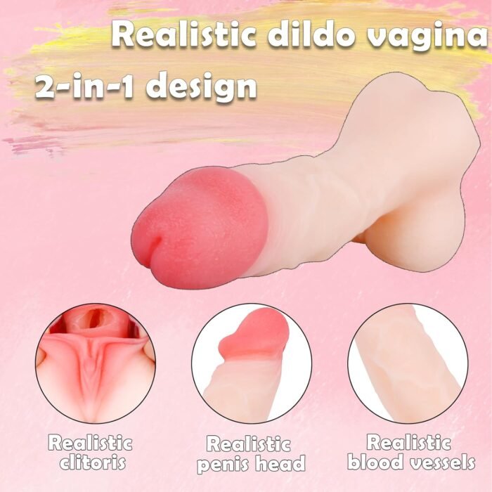 Silicone Soft 2 in 1 Design Lifelike Dildo Realistic Vagina Pocket Pussy Sex Doll Masturbators for Men, Vagina Sex Toys for Men Women Couples - Image 2