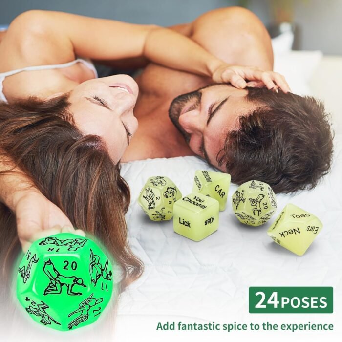 5 Green Glowing Game Pattern Dice Accessories, Automatic Glowing Dice Fitness Equipment, Clear Action Guidance Patterns, Relaxing Massage Guidance, Couple Gift - K3 - Image 6