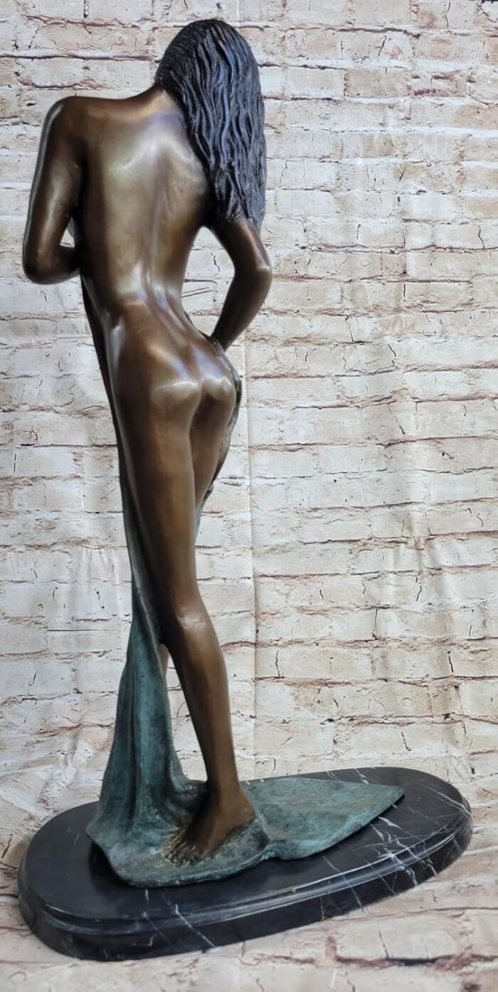 Vintage Art Nouveau Style Bronze & Marble Victorian Lady Erotic Semi Nude Statue Decorative Gift Home Sale by Exotic Bronze - Image 7