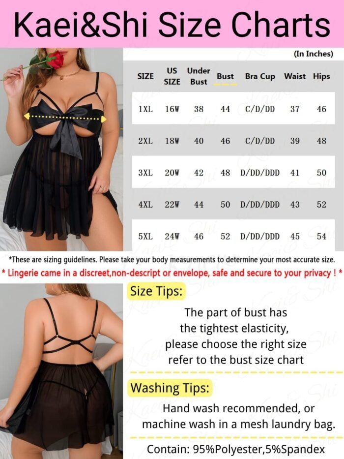 Kaei&Shi Unwrap Me Ribbon, Split Back, Flowy Gifts, 2PC Plus Size Lingerie - Image 7