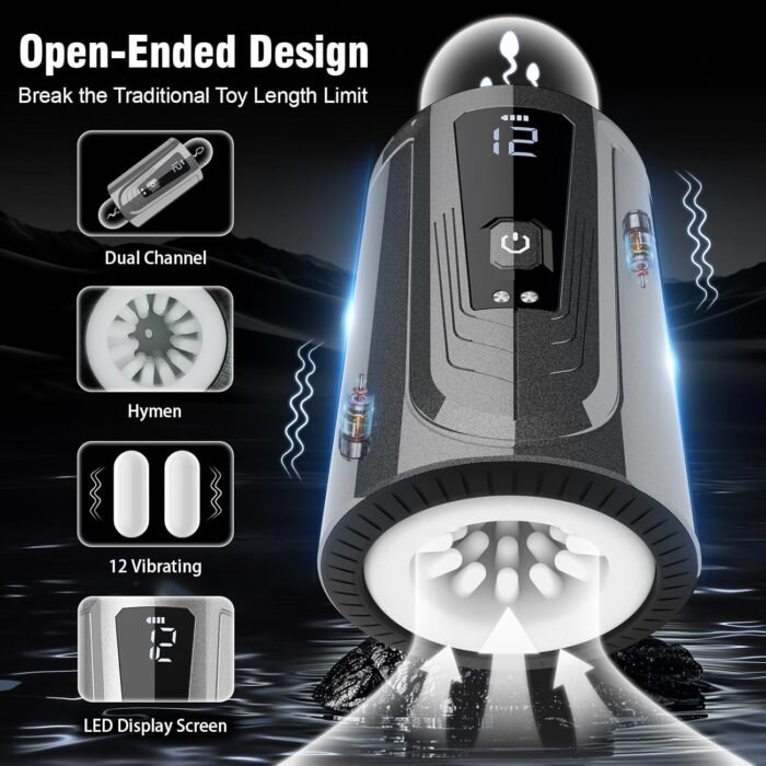 Automatic Male Masturbator Sex Toys for Men, Open-Ended Male Sex Toys Pocket Pussy Male Vibrator with 12 Vibrating Modes for Penis Stimulation, Mens Sex Toy Adult Toys Blowjob Sex Machine Male Stroker - Image 2