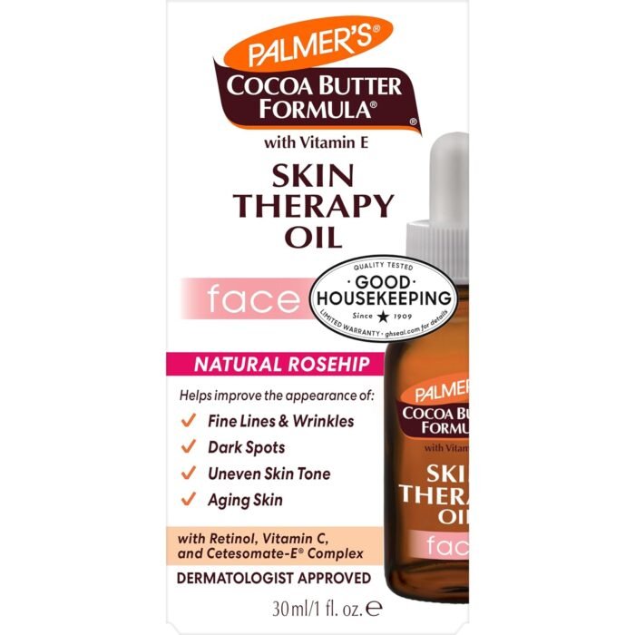 Palmer's Cocoa Butter Formula Moisturizing Skin Therapy Oil for Face with Vitamin E, C & 10 Pure Facial Oil Blend, Rosehip Fragrance, 1 Ounce - Image 4