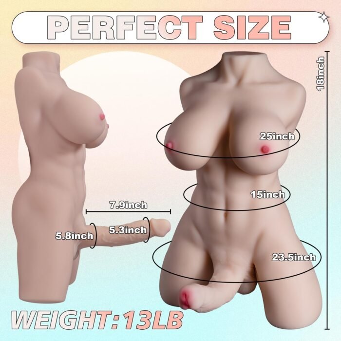 13LB Shemale Sex Doll Torso for Women with Dildo Trans Sex Doll with Penis Male Sex Toy with Realistic Flexible Huge Dildo Male Masturbator Adult Sex Toys for Women - Image 2