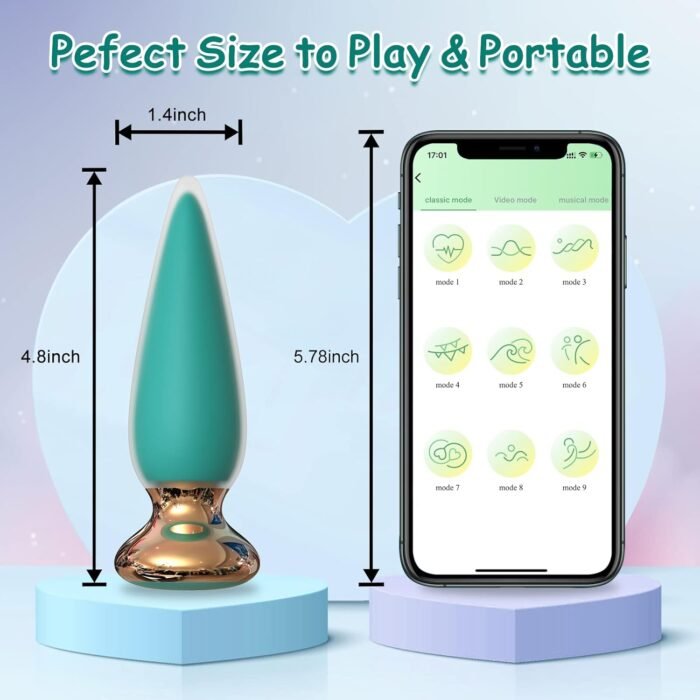 App & Remote Control Anal Butt Vibrator Prostate Massager, 9 Classic Vibrating Modes G-Spot Vibrator Rechargeable APP Control Anal Plug Vibrator Adult Sex Toys for Men & Couple - Image 4