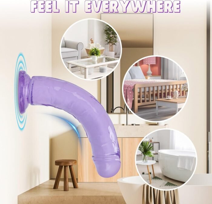 7" Realistic Jelly Dildo for Beginners,Soft Lifelike Sex Toy Thin Penis with Strong Suction Cup for Womens/Men/Gay, Adult Sex Toys for Vaginal/Anal Stimulation (7 inch Purple) - Image 7