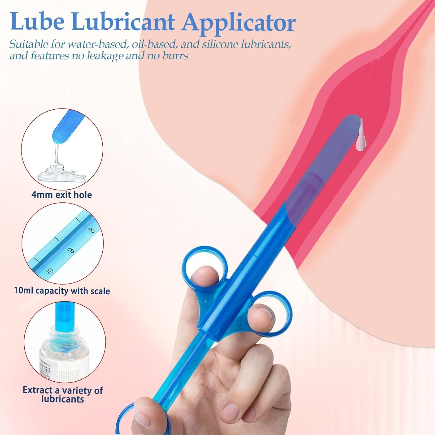 2PCS Lube Applicator Syringe for Sex Doll Male Masturbators Anal Lube Backdoor Play, 10ml Lubricant Injector Syringes Reusable, Pocket Pussy Vagina Anus Lube Shooter for Men Couples - Image 2