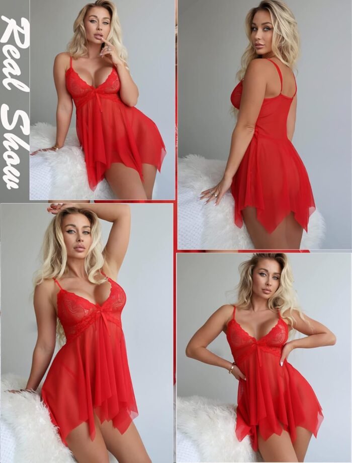 Avidlove Lingerie for Women Lace Babydoll Sleepwear Boudoir Outfits Plus Size Langeray XS-5XL - Image 5