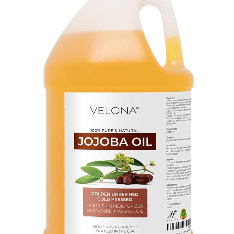 Jojoba Oil - 64 oz | 100% Pure and Natural | Golden, Unrefined, Cold Pressed, Hexane Free | Moisturizing Face, Hair, Body, Skin Care, Stretch Marks, Cuticles